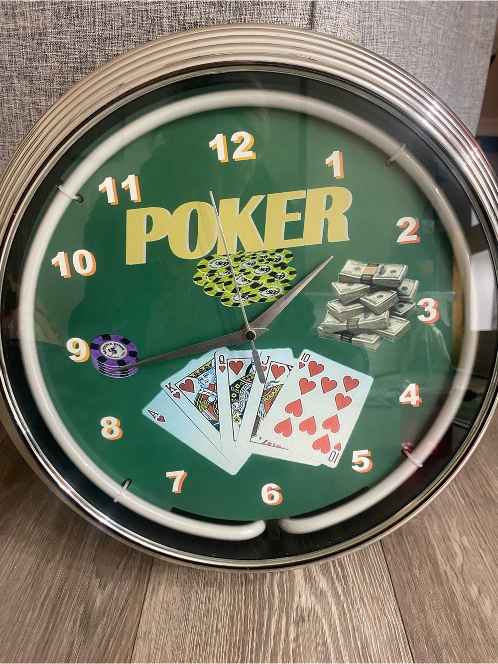 Poker Wall Clock - Green Casino Theme